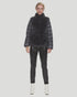 Chevron Rex Rabbit Jacket With Quilted Down Back And Sleeves