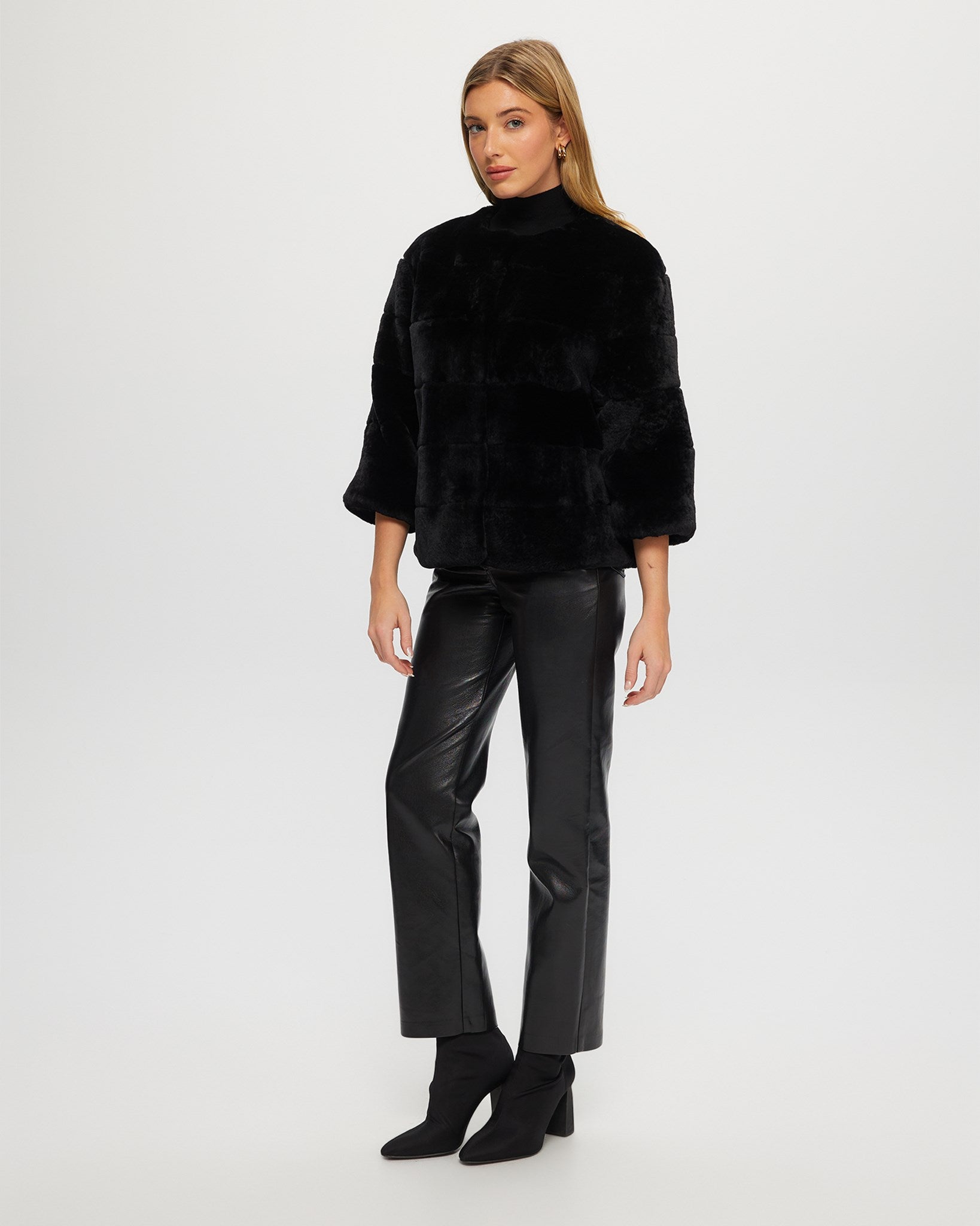 Lamb 3/4 sleeve fur hot jacket