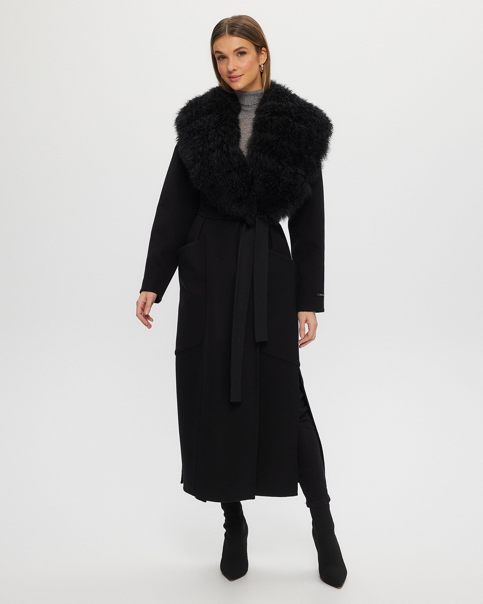 Double-Face Coat Crafted From Loro Piana Cashmere and Wool with Detachable Select Cashmere Goat Collar and Belt