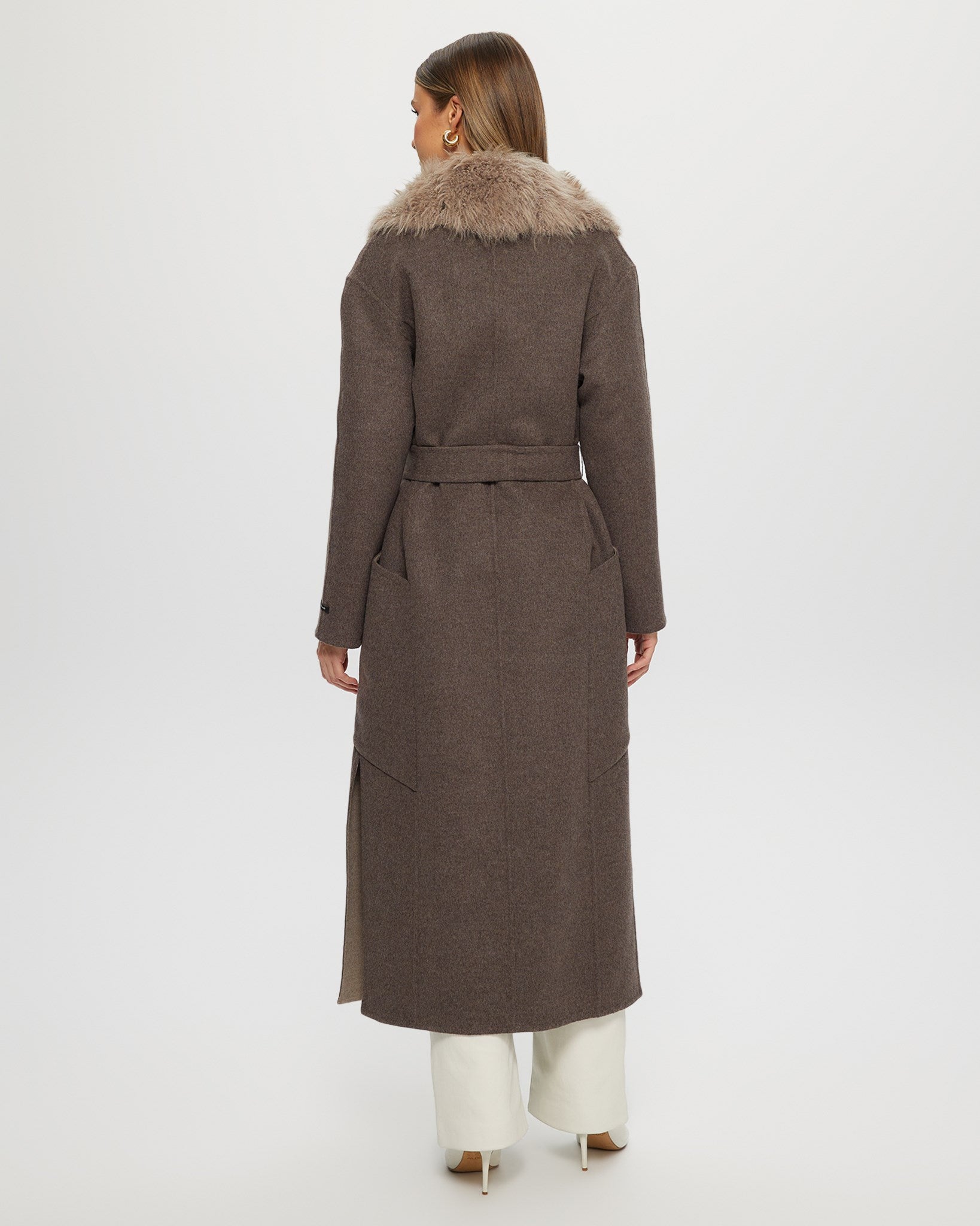 Double-Face Coat Crafted From Loro Piana Cashmere and Wool with Detachable Select Cashmere Goat Collar and Belt