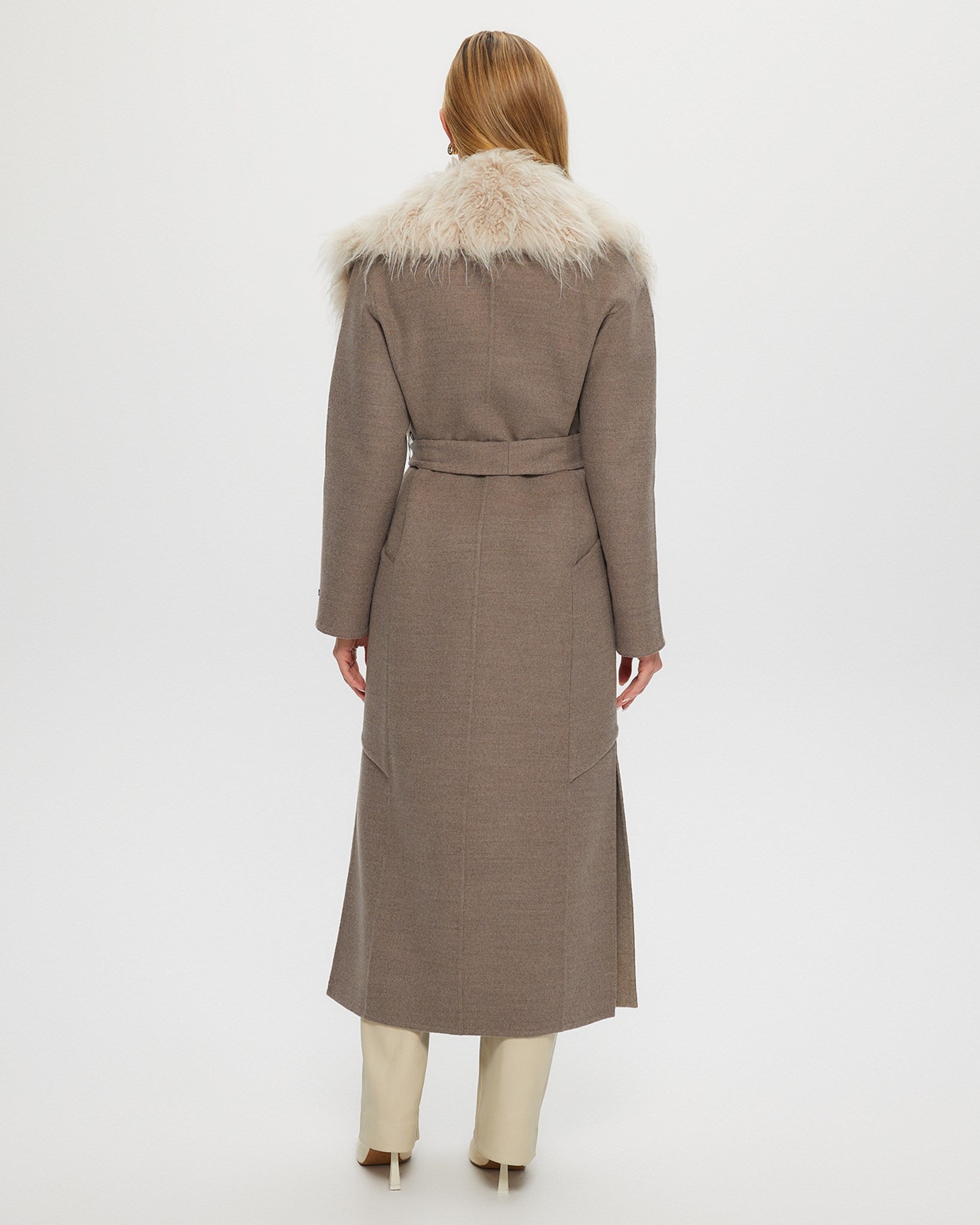 Double-Face Coat Crafted From Loro Piana Cashmere and Wool with Detachable Select Cashmere Goat Collar and Belt