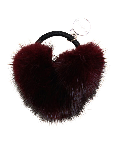 Hair Elastic With Heart Shaped Mink Fur Pompom