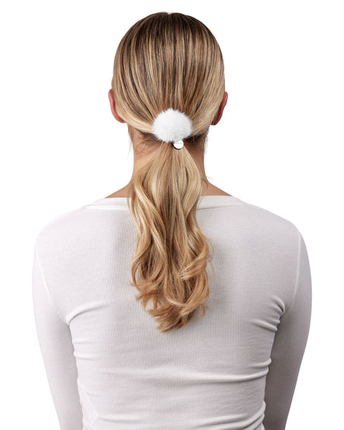 Hair Elastic With Mink Fur Pompom