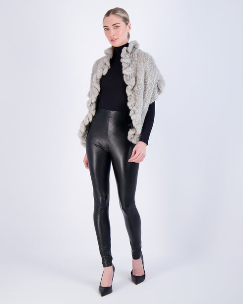 Knit Mink Ruffle Stole