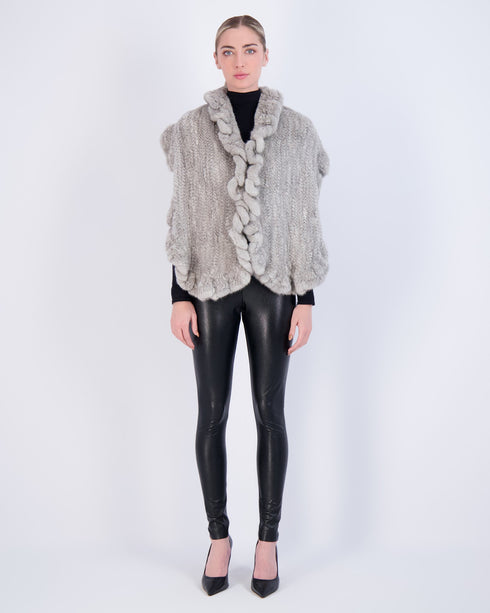 Knit Mink Ruffle Stole