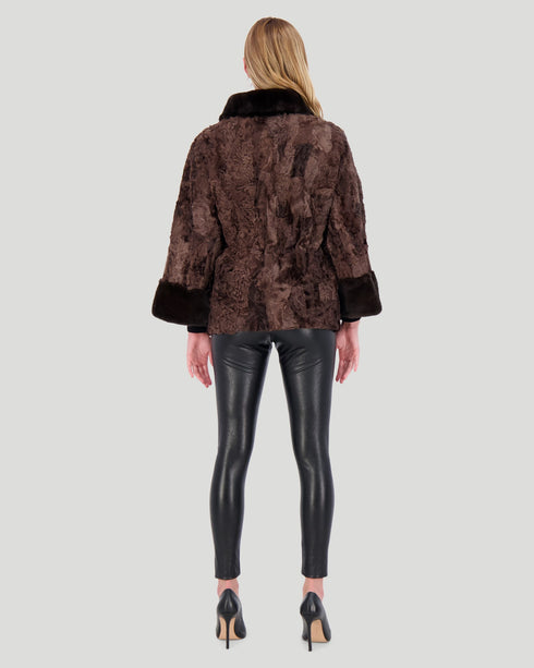 Lamb Jacket With Mink Collar