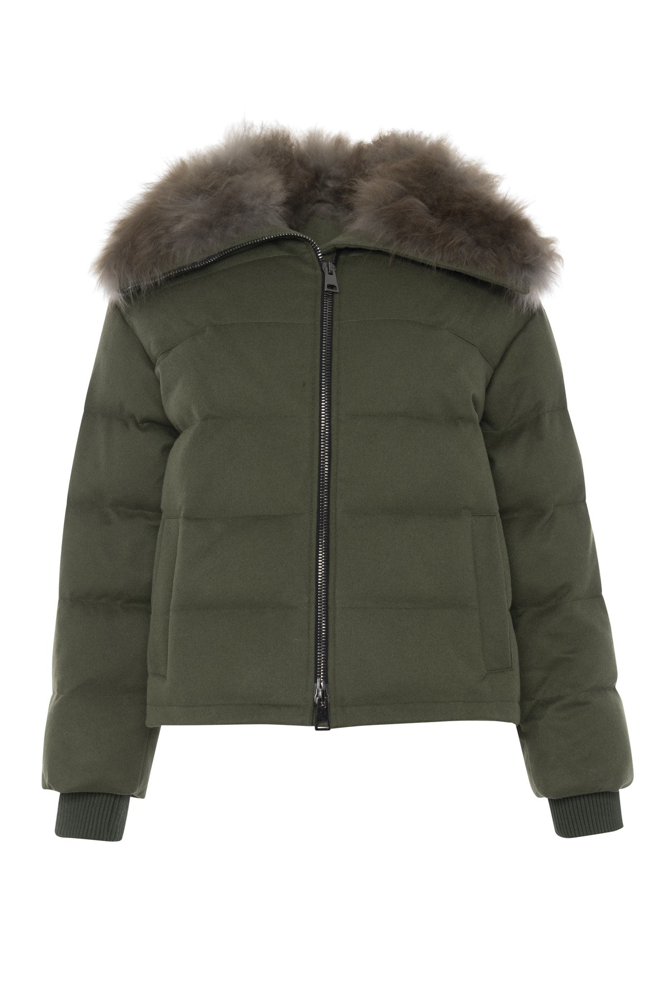 Down Jacket Crafted From Loro Piana Cashmere with Select Cashmere Goat Collar