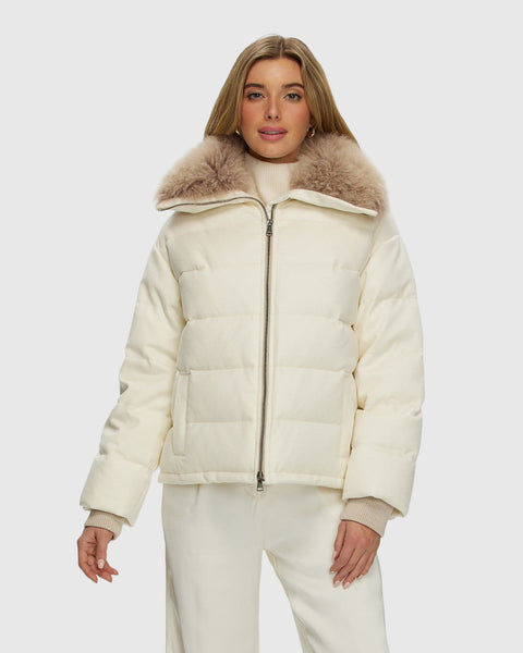 Loro Piana Cashmere Down Jacket with Select Cashmere Goat Collar