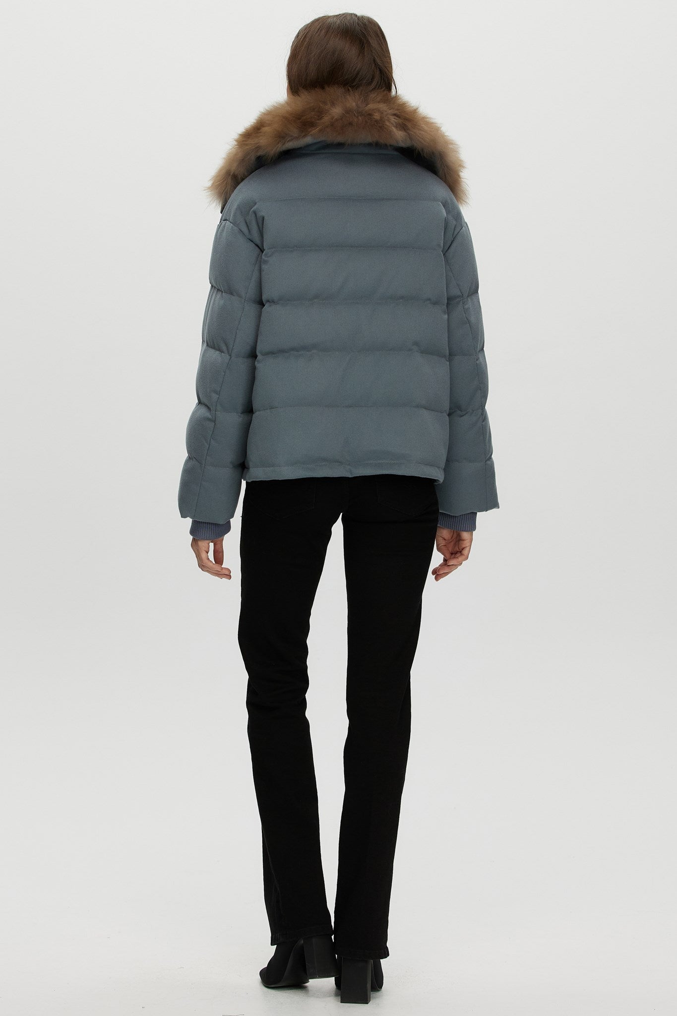 Down Jacket Crafted From Loro Piana Cashmere with Select Cashmere Goat Collar