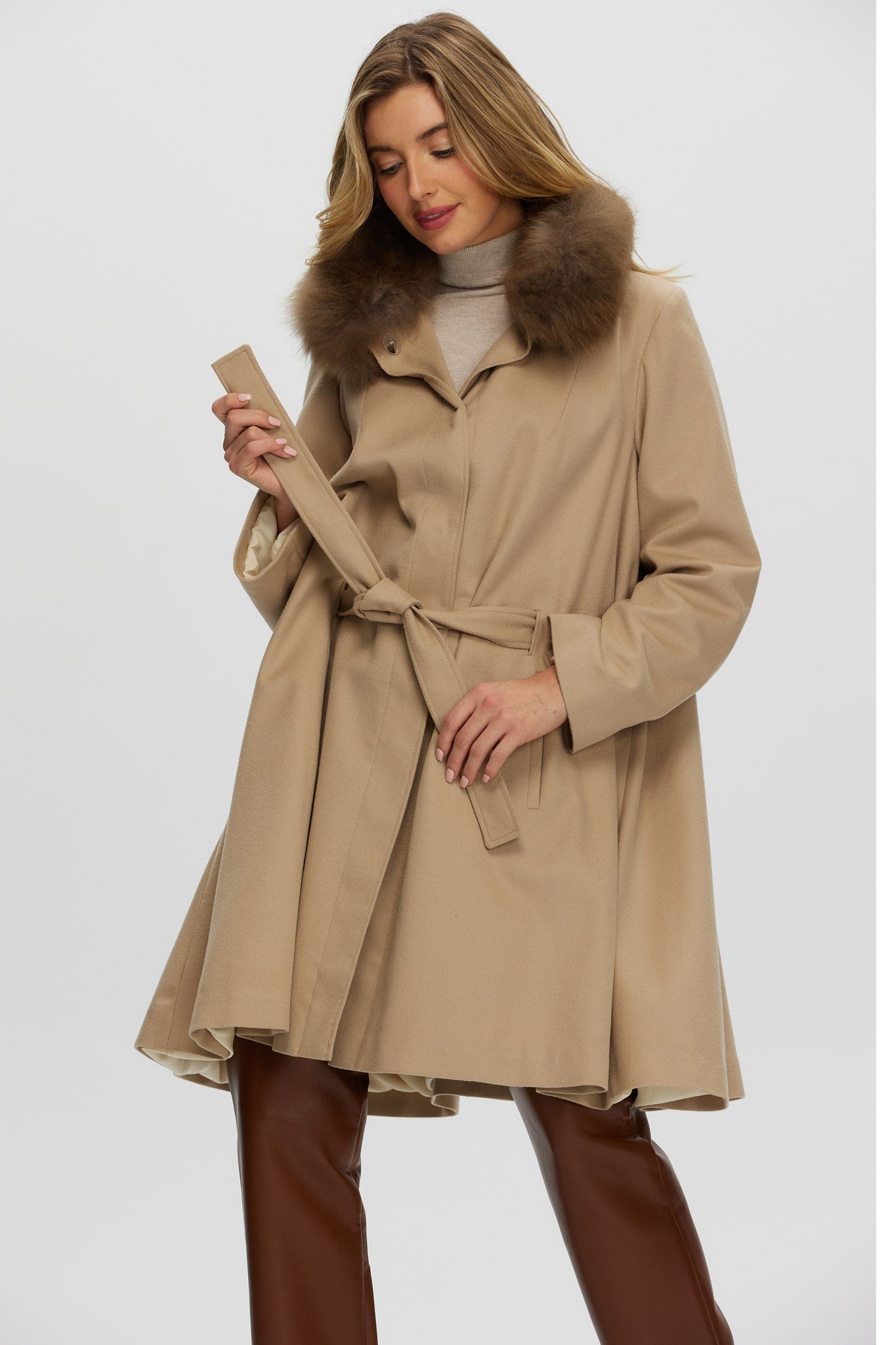 Stroller Crafted From Loro Piana Cashmere with Select Cashmere Goat Collar and Belt