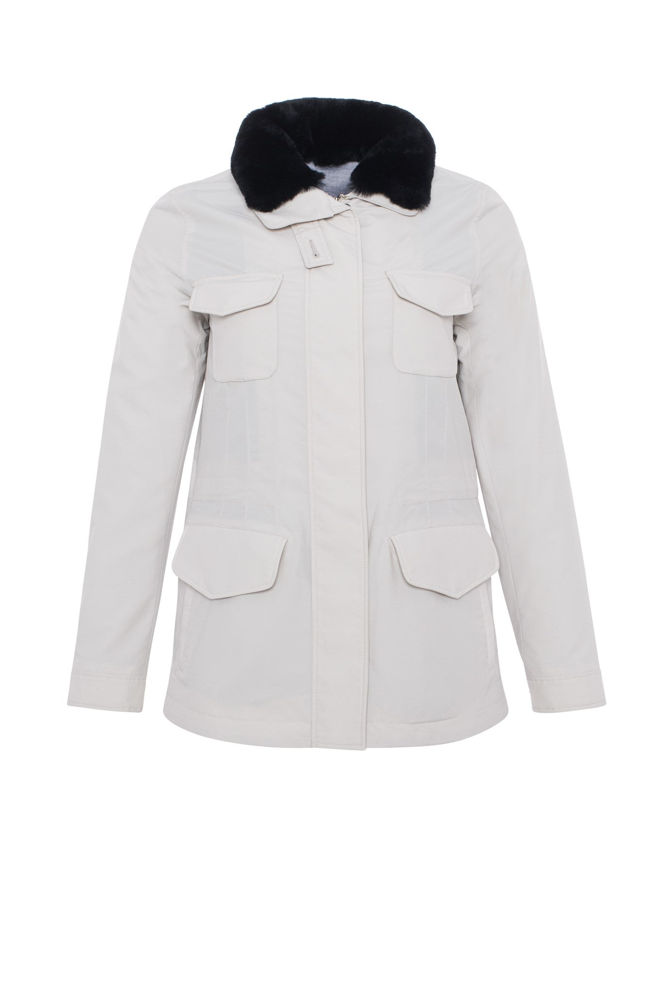 Jacket Crafted From Loro Piana Storm System Fabric with Detachable Select Shearling Lamb Collar and Concealed Hood