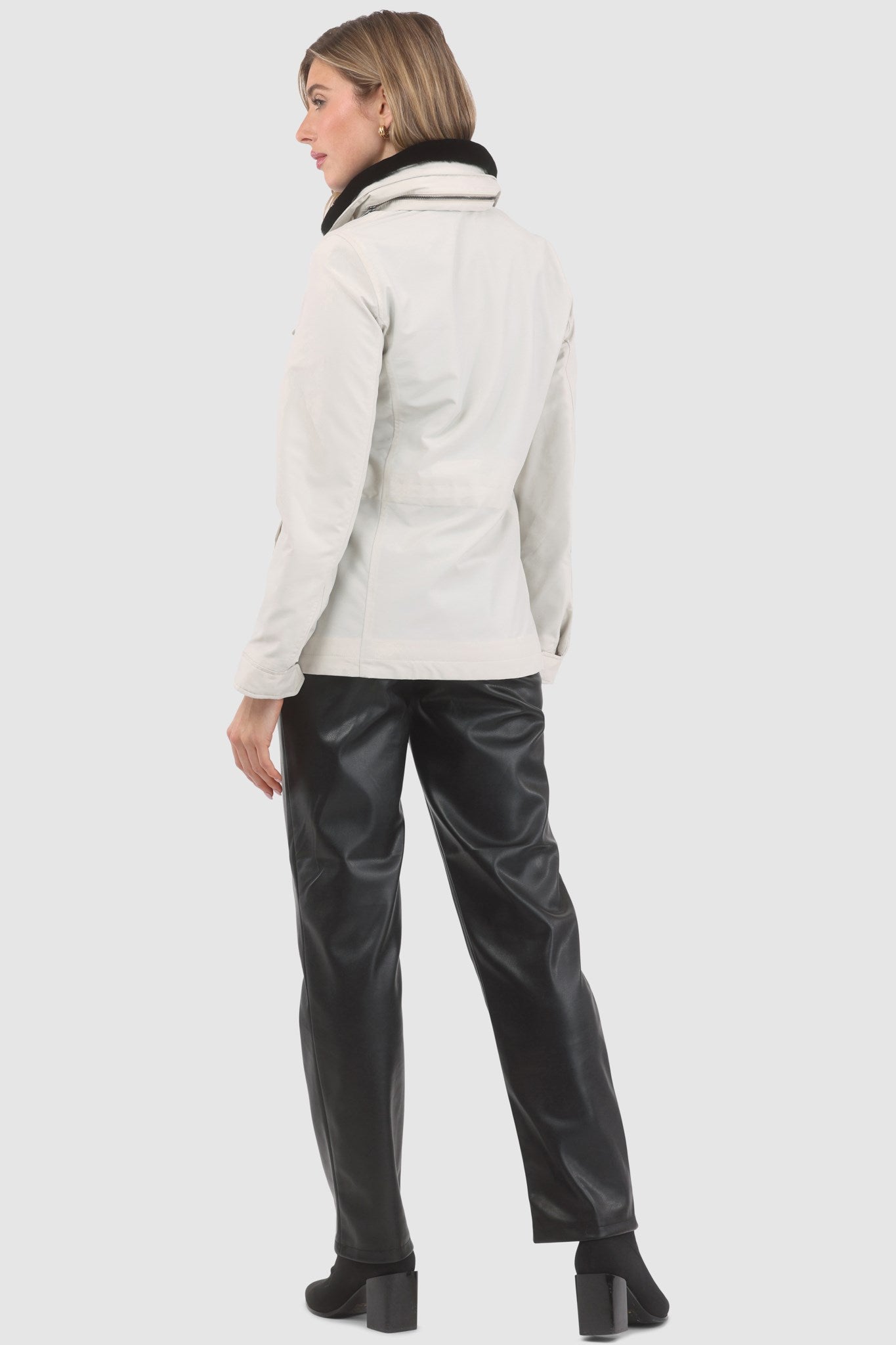 Jacket Crafted From Loro Piana Storm System Fabric with Detachable Select Shearling Lamb Collar and Concealed Hood