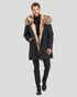Men'S Parka With Fox Tuxedo And Hood Trim