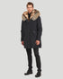 Men'S Parka With Fox Tuxedo And Hood Trim