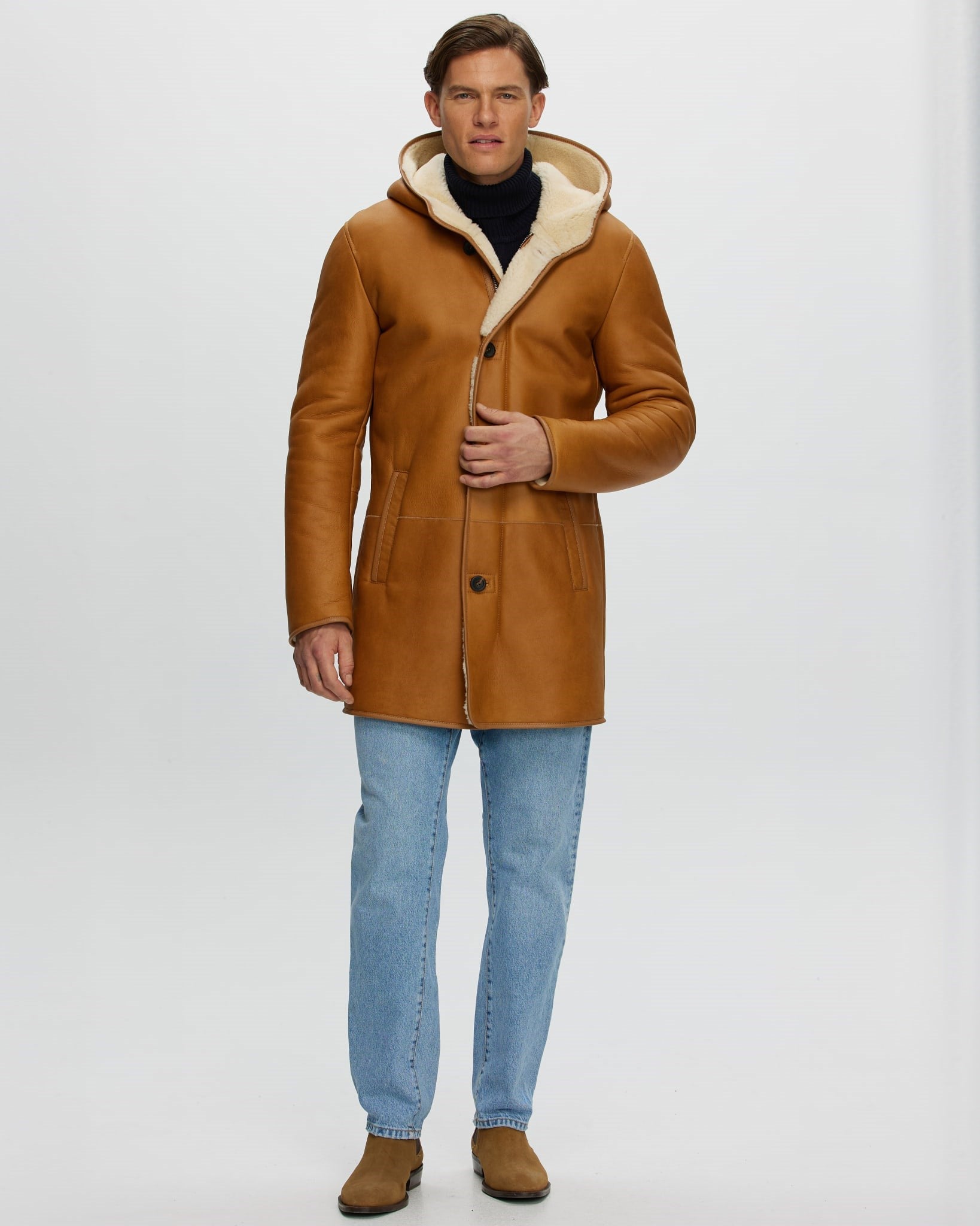 Mens shearling coat sale best sale