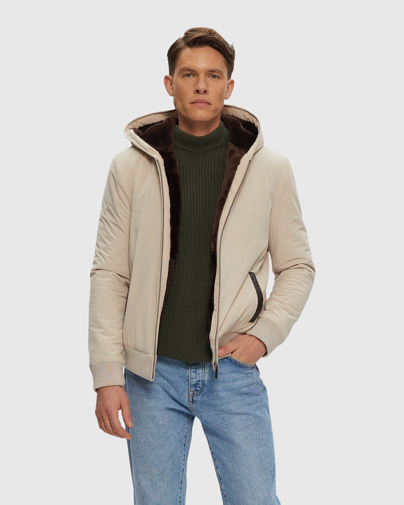 Geranium Lake Solid Pattern Men's Bomber Premium Jacket