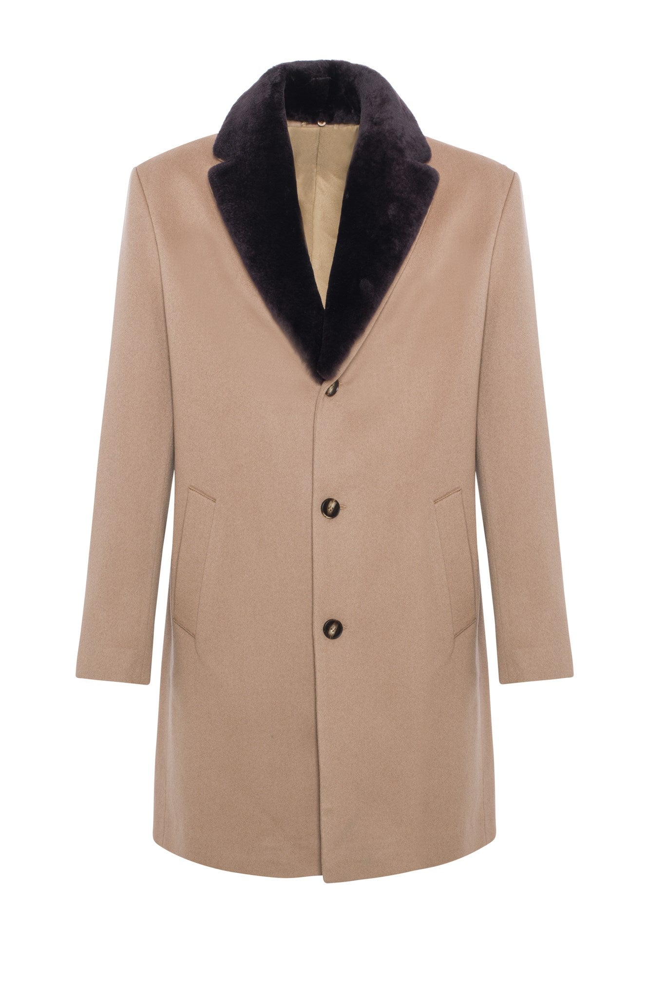 Men's Short Coat Crafted From Loro Piana Cashmere with Detachable Select Shearling Lamb Collar