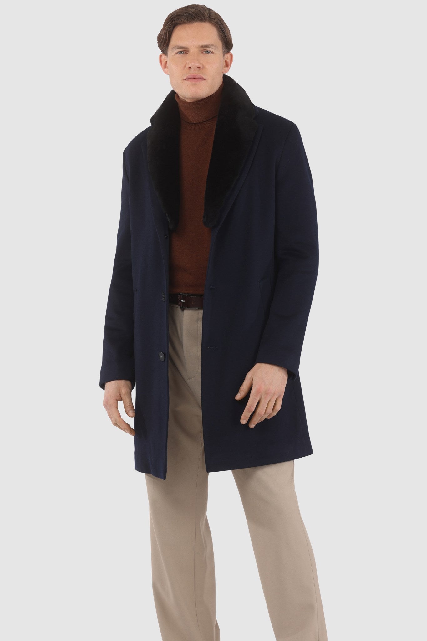Men's Short Coat Crafted From Loro Piana Cashmere With Detachable Sele