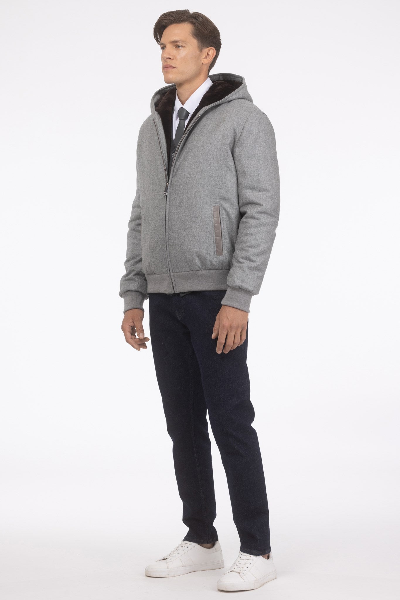 Men's Jacket Crafted From Loro Piana Cashmere and Wool with Select Shearling Lamb Lining