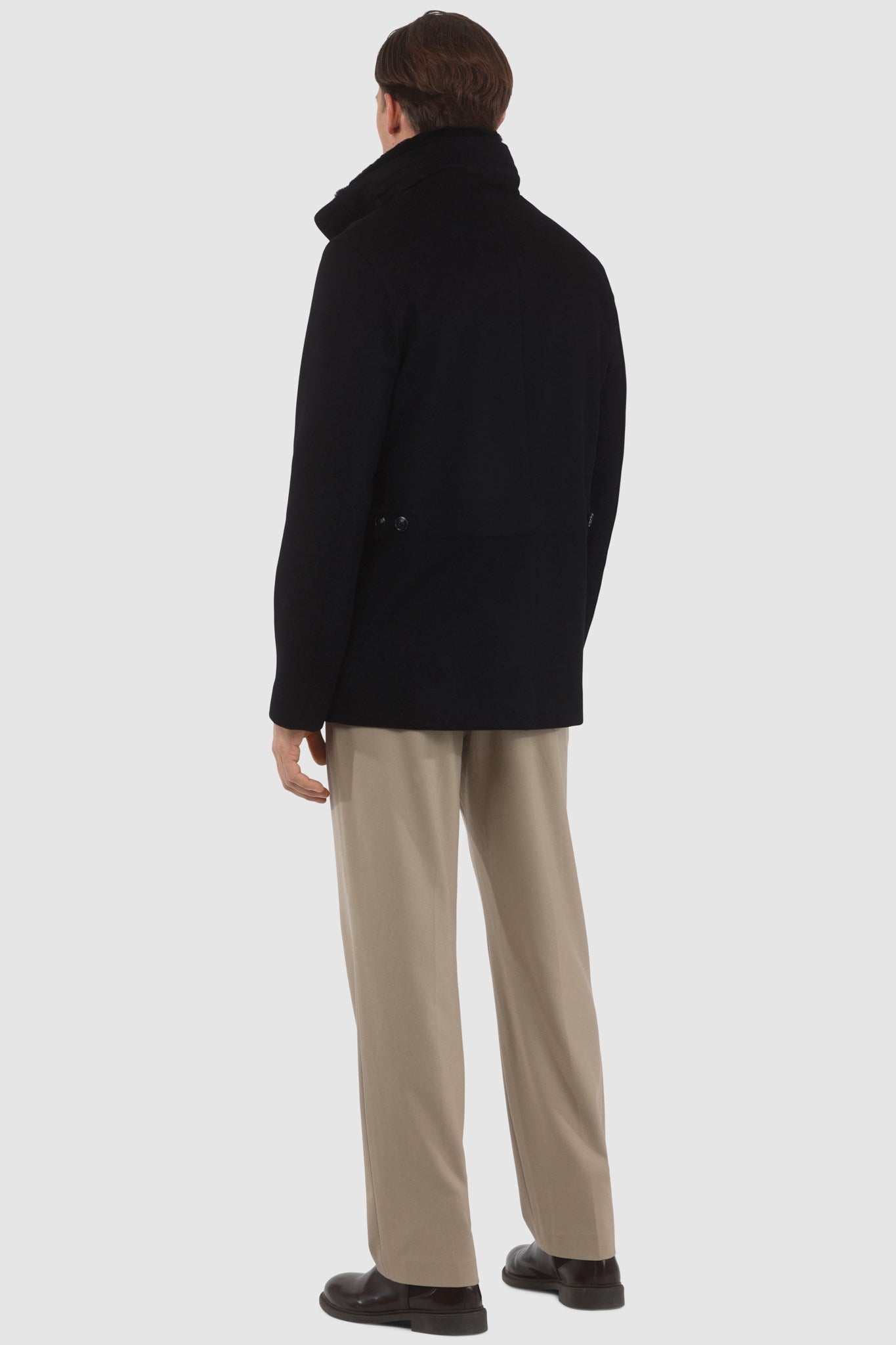 Men's Jacket Crafted From Loro Piana Wool with Detachable Select Shearling Lamb Collar