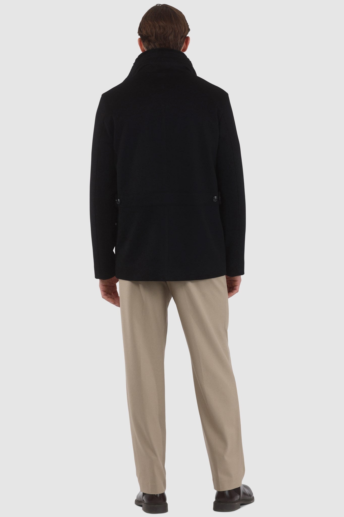 Men's Jacket Crafted From Loro Piana Wool with Detachable Select Shearling Lamb Collar