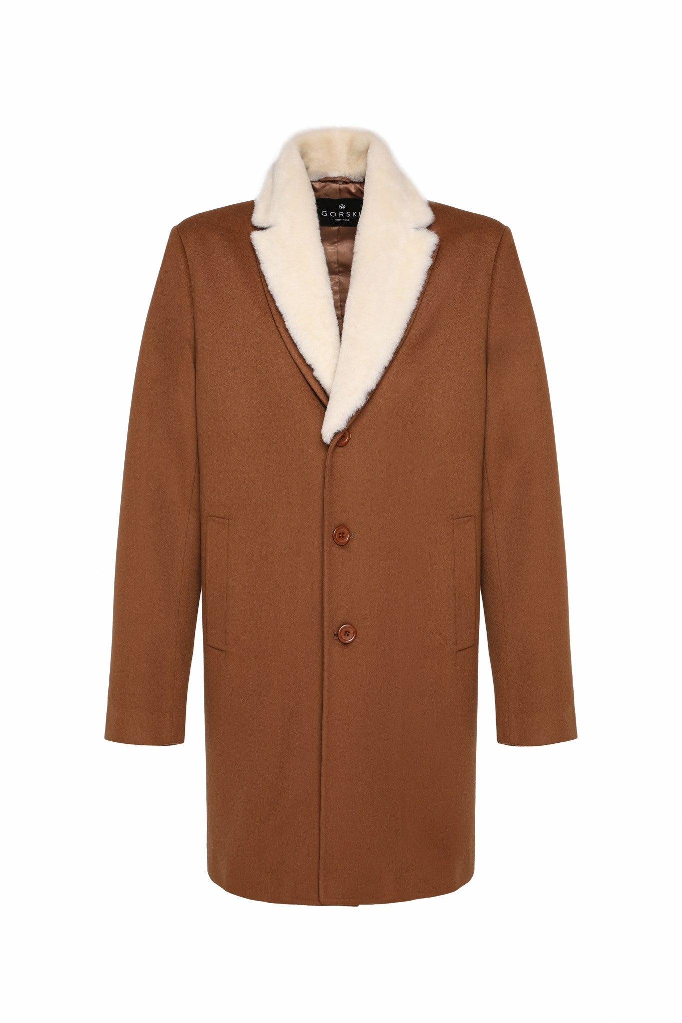 Men's Short Coat Crafted From Loro Piana Wool with Merino Shearling Lamb Trim