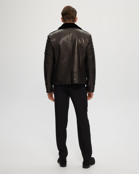 Mens Nappa Moto Jacket With Shearling Lamb Lining