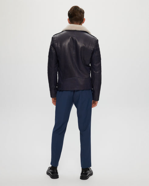 Mens Nappa Moto Jacket With Shearling Lamb Lining