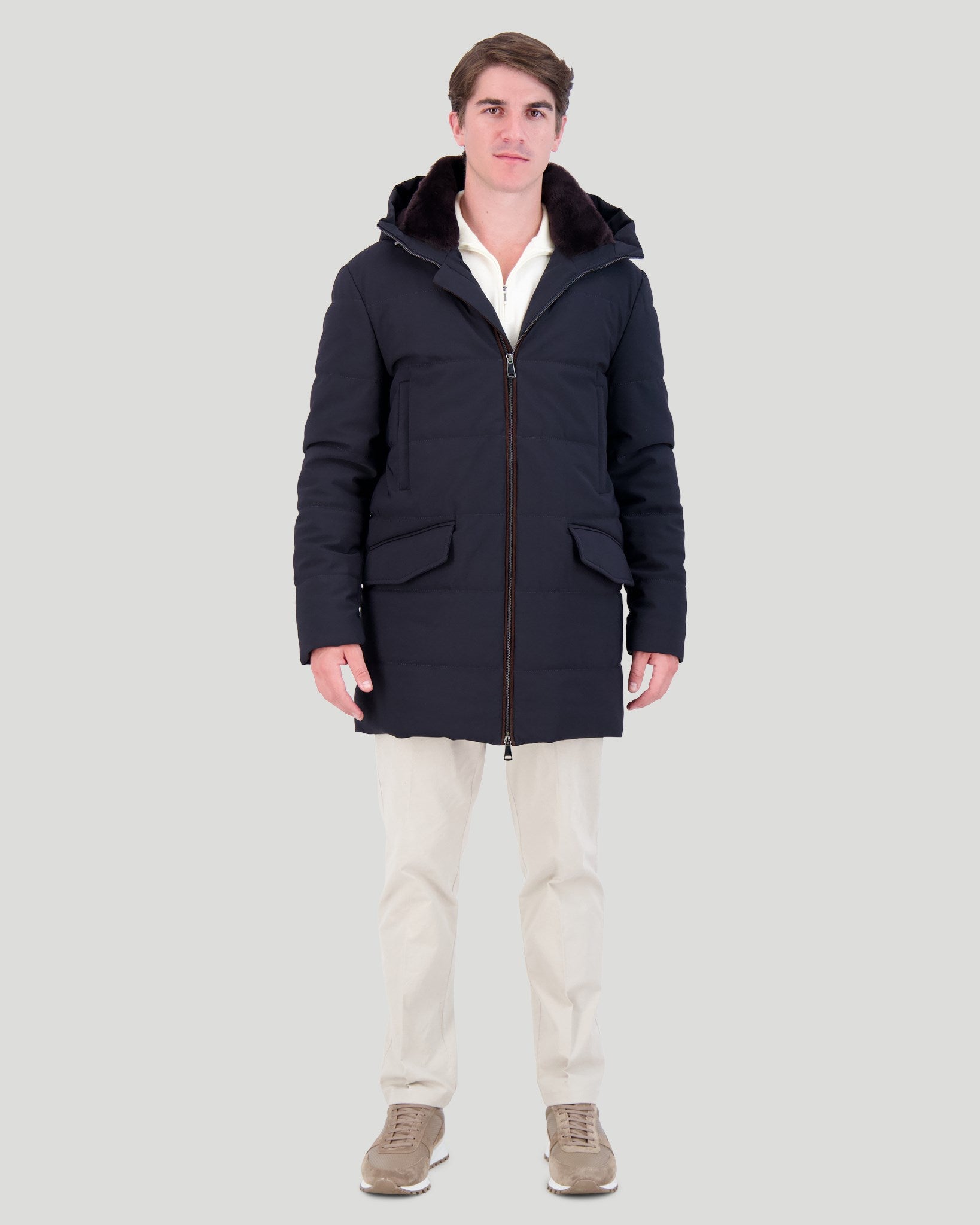 MENS PARKA WITH SELECT SHEARLING LAMB COLLAR