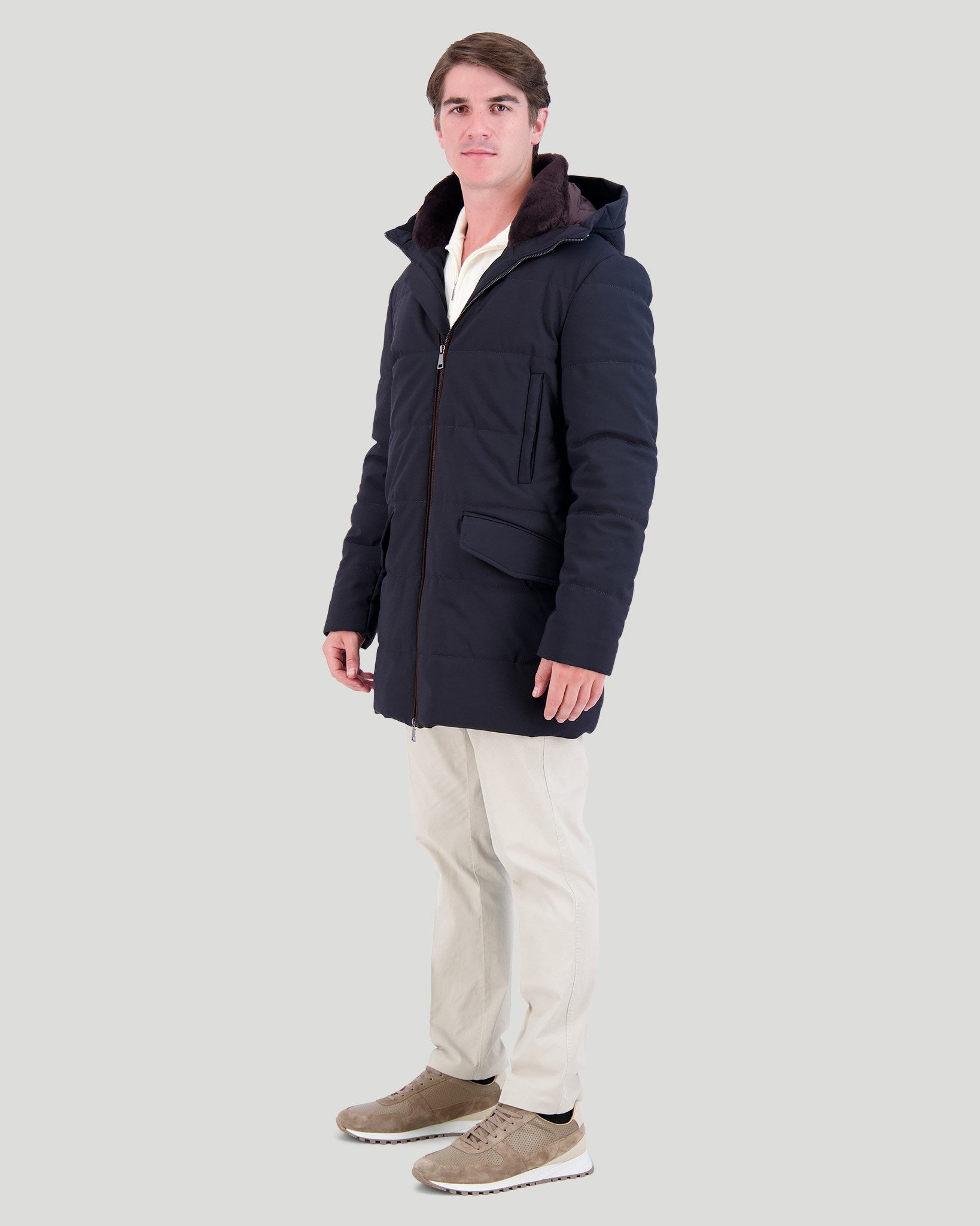 MENS PARKA WITH SELECT SHEARLING LAMB COLLAR