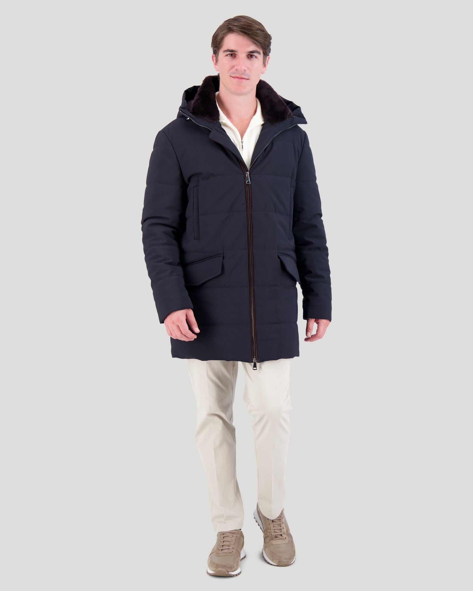 MENS PARKA WITH SELECT SHEARLING LAMB COLLAR