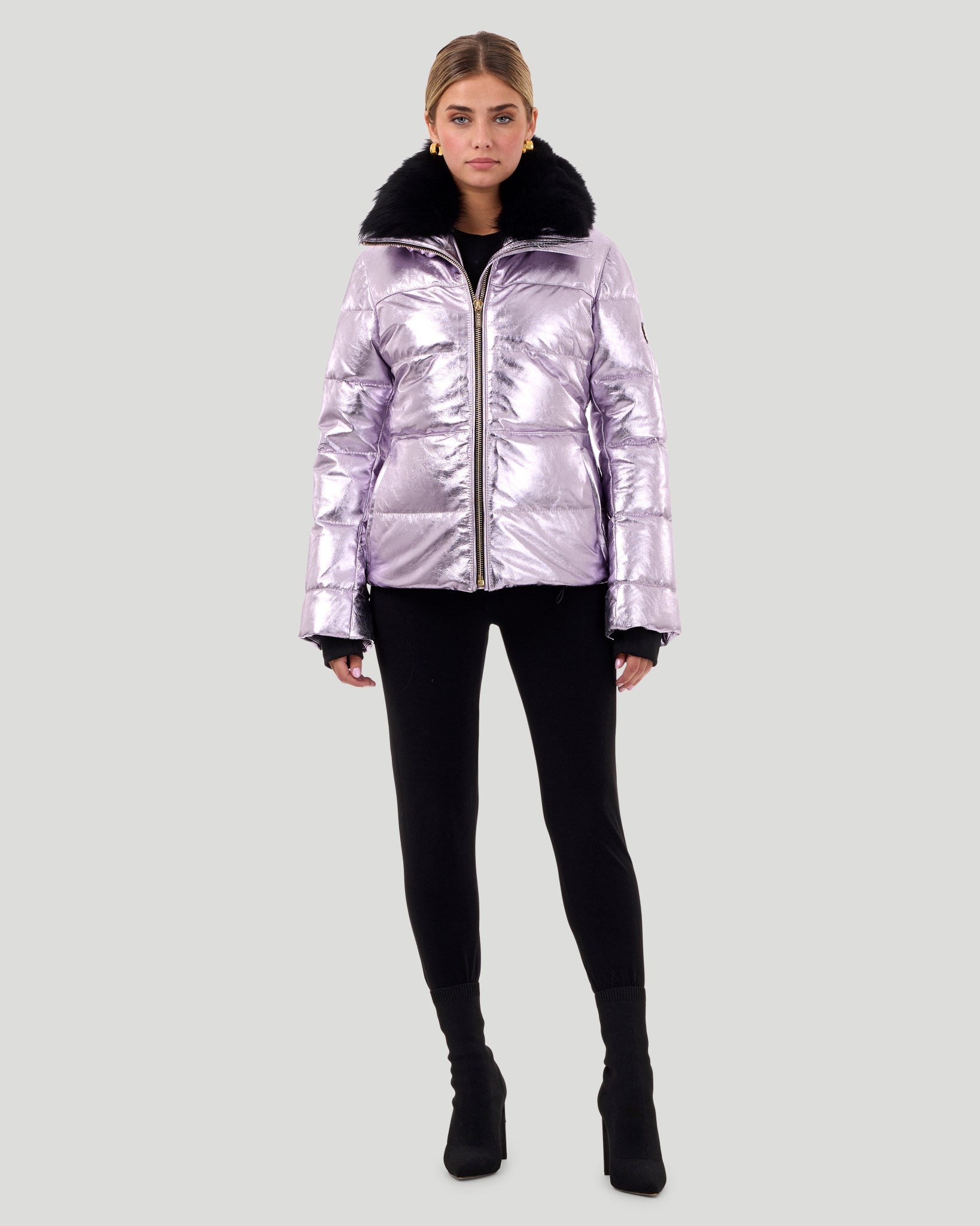 Metallic silver ski jacket best sale