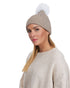 Metallic Wool Blend Hat With Fox Pompom