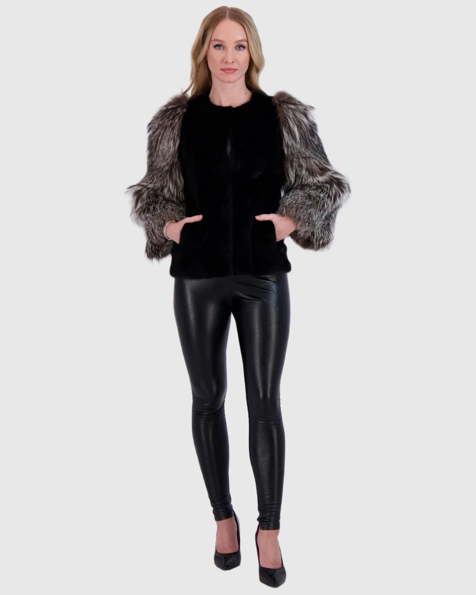 #Color_BLACK/SILVER FOX