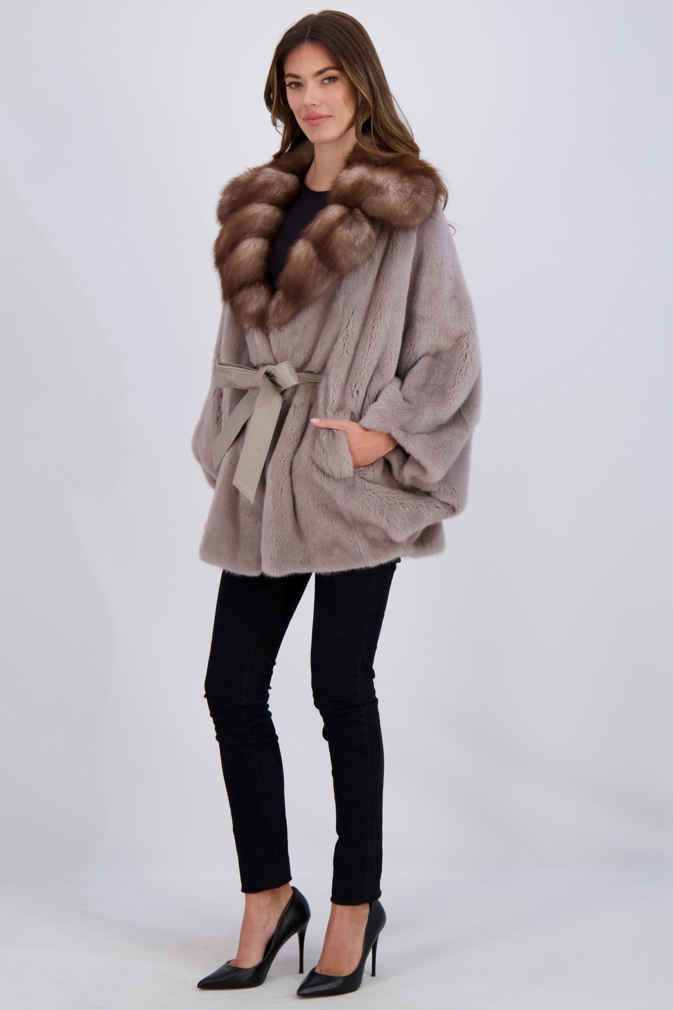 Mink Jacket with Stone Marten Collar