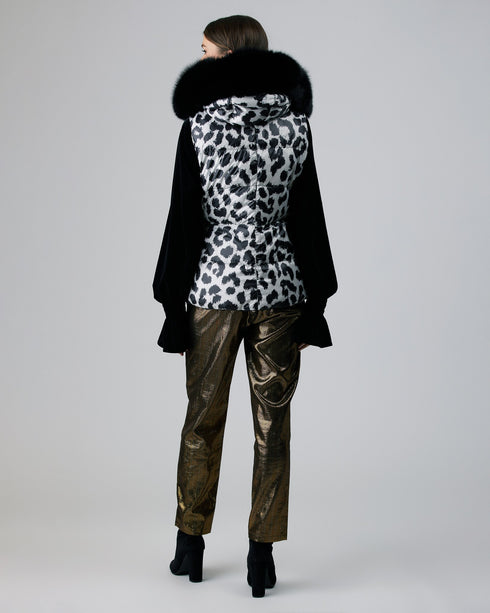 Reversible Après-Ski Vest With Detachable Fox Hood Trim