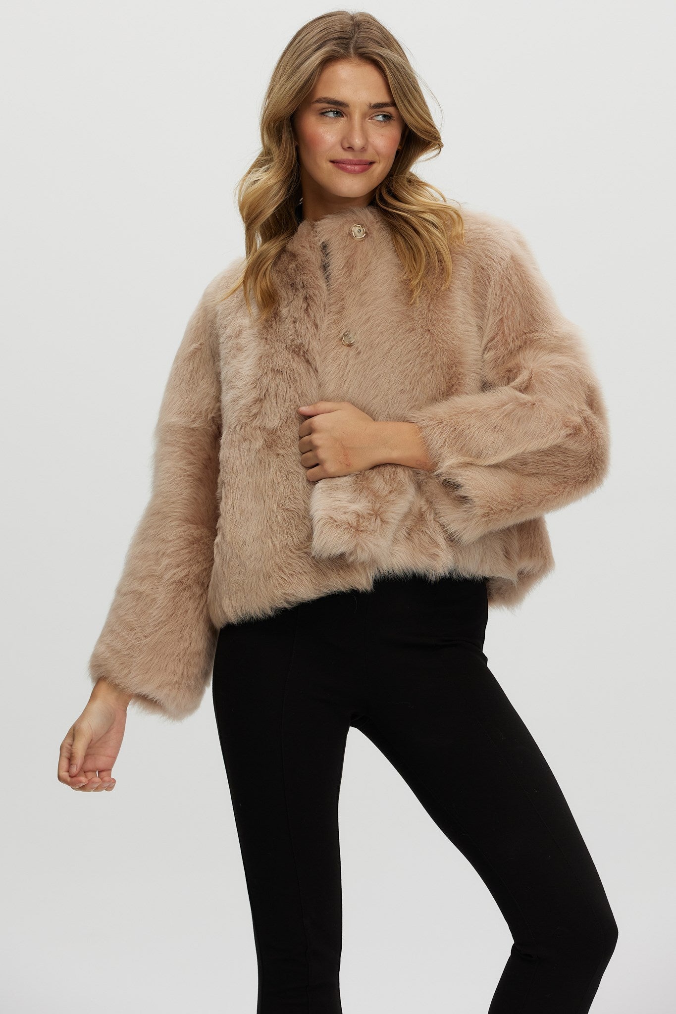 On sale Lamb 3/4 sleeve fur jacket