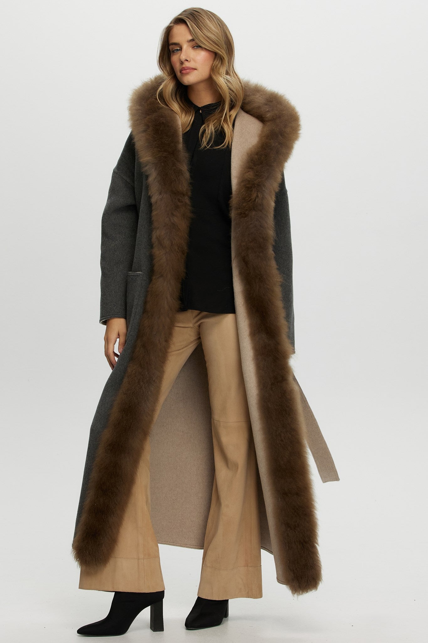 Reversible Parka Crafted From Loro Piana Cashmere with Select Cashmere Goat Trim