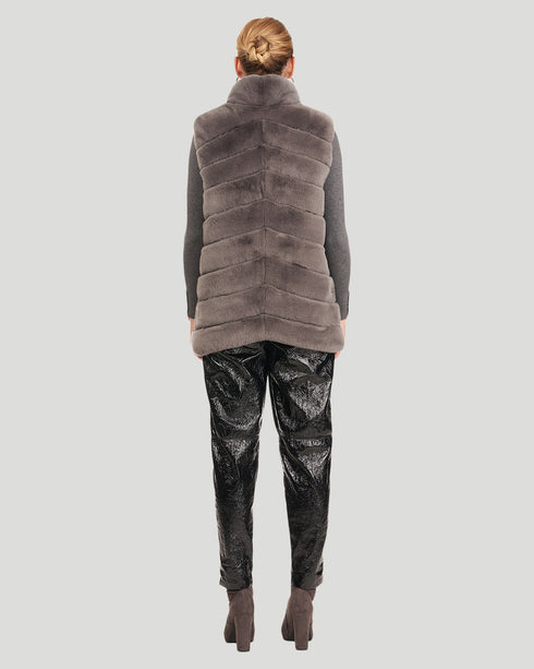 Reversible Rex Rabbit Fur & Quilted Down Vest