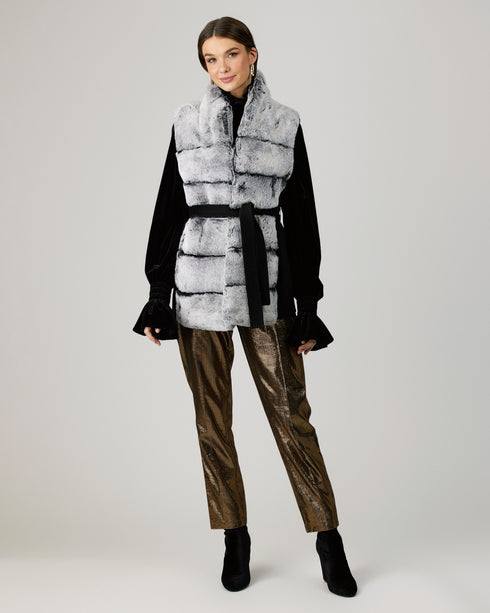 Reversible Rex Rabbit Vest With Wool Back And Belt
