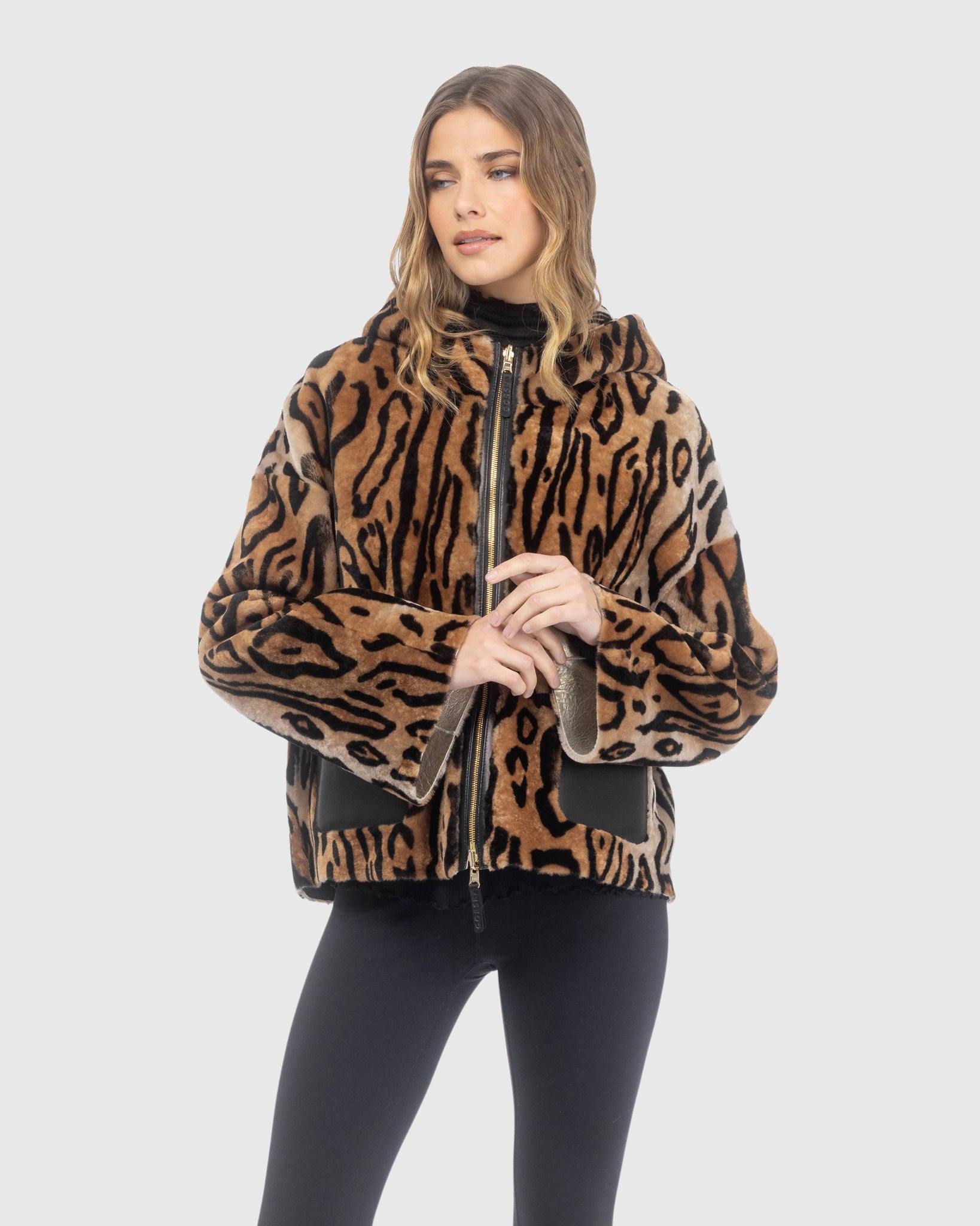 REVERSIBLE SELECT SHEARLING LAMB HOODED JACKET