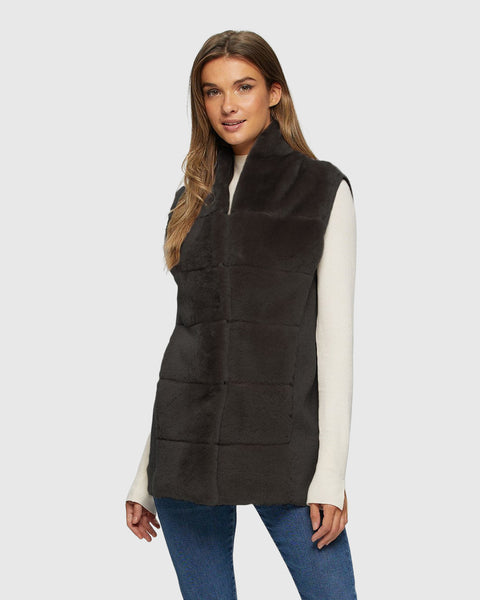 Reversible Select Shearling Lamb Vest with Cashmere Wool Back and Be