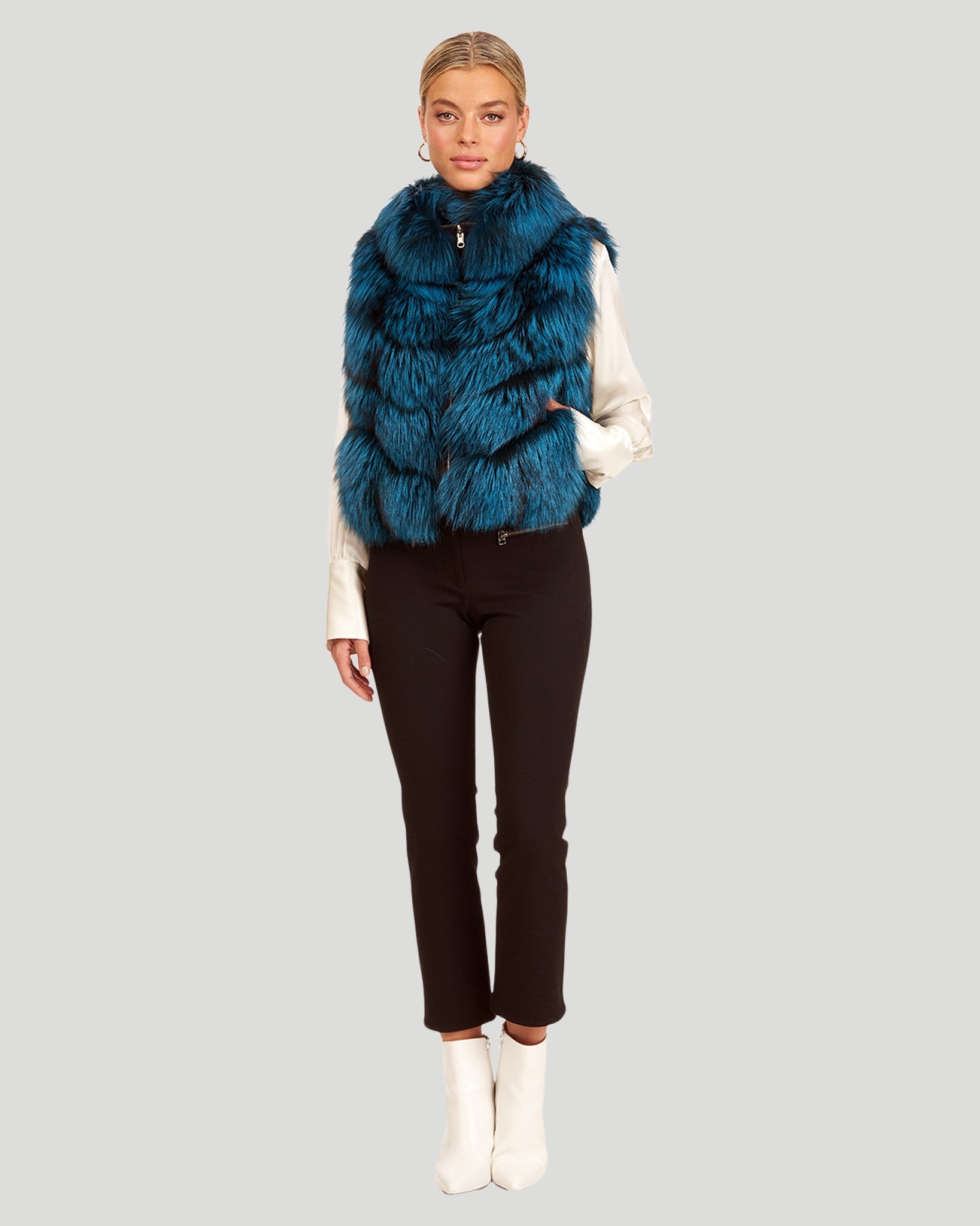 Reversible Silver Fox Fur And Down Vest – Gorski Montreal