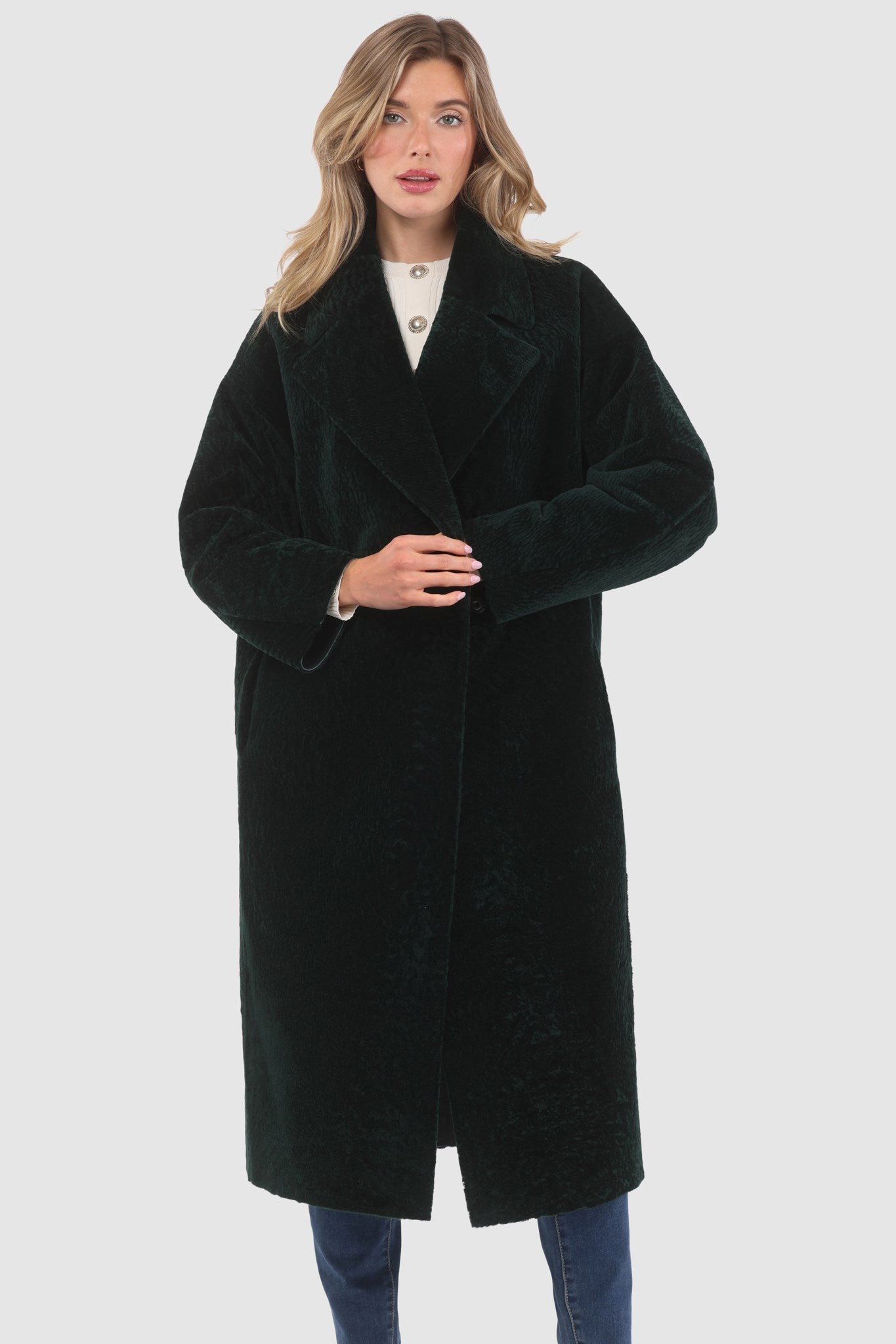 Reversible Textured Shearling Lamb Short Coat