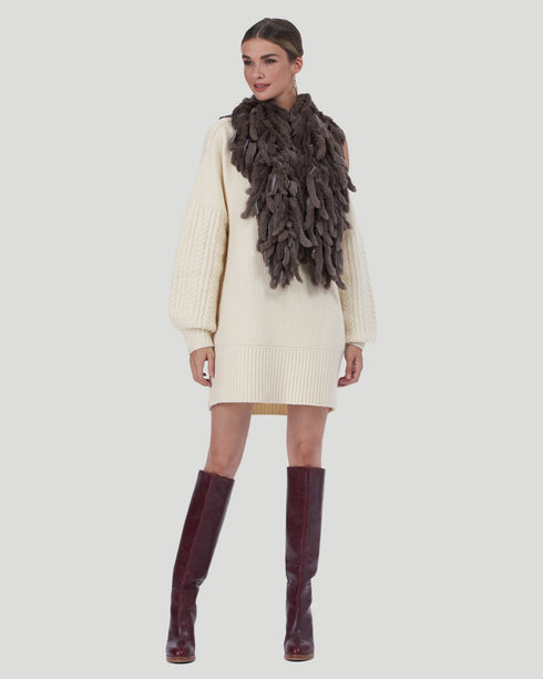Rex Rabbit Knit Fringe Scarf