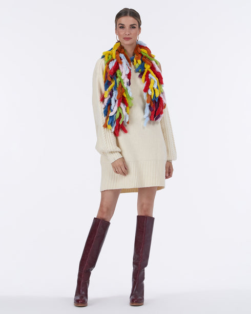 Rex Rabbit Knit Fringe Scarf