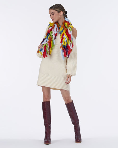 Rex Rabbit Knit Fringe Scarf