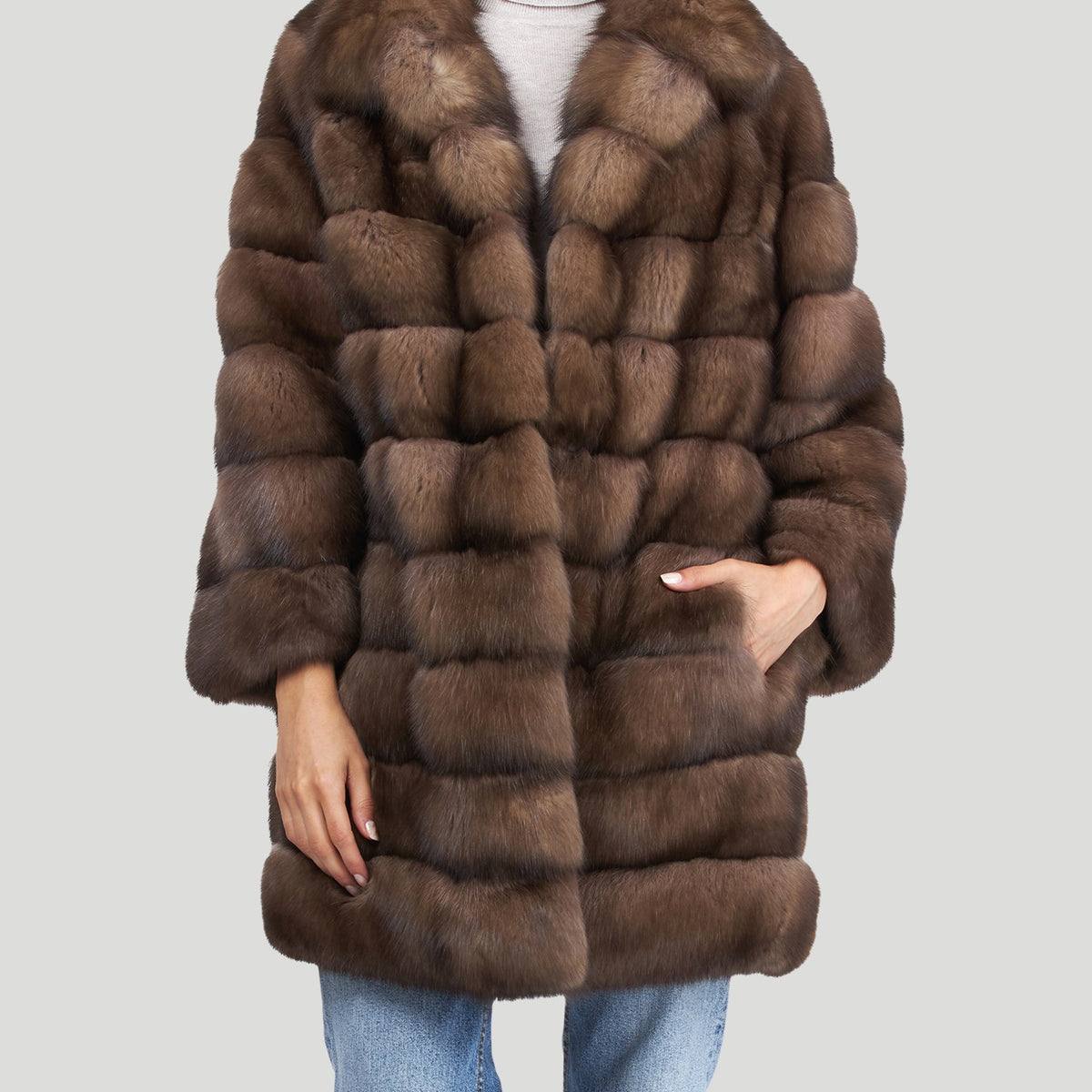 Russian Sable Coat with Cropped Sleeves