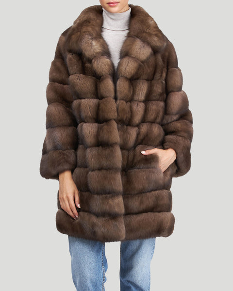 メゾンスペシャル◆BicolorSoutienColored Fur Coat Stephanie Long Faux-Fur Coat | GUESS