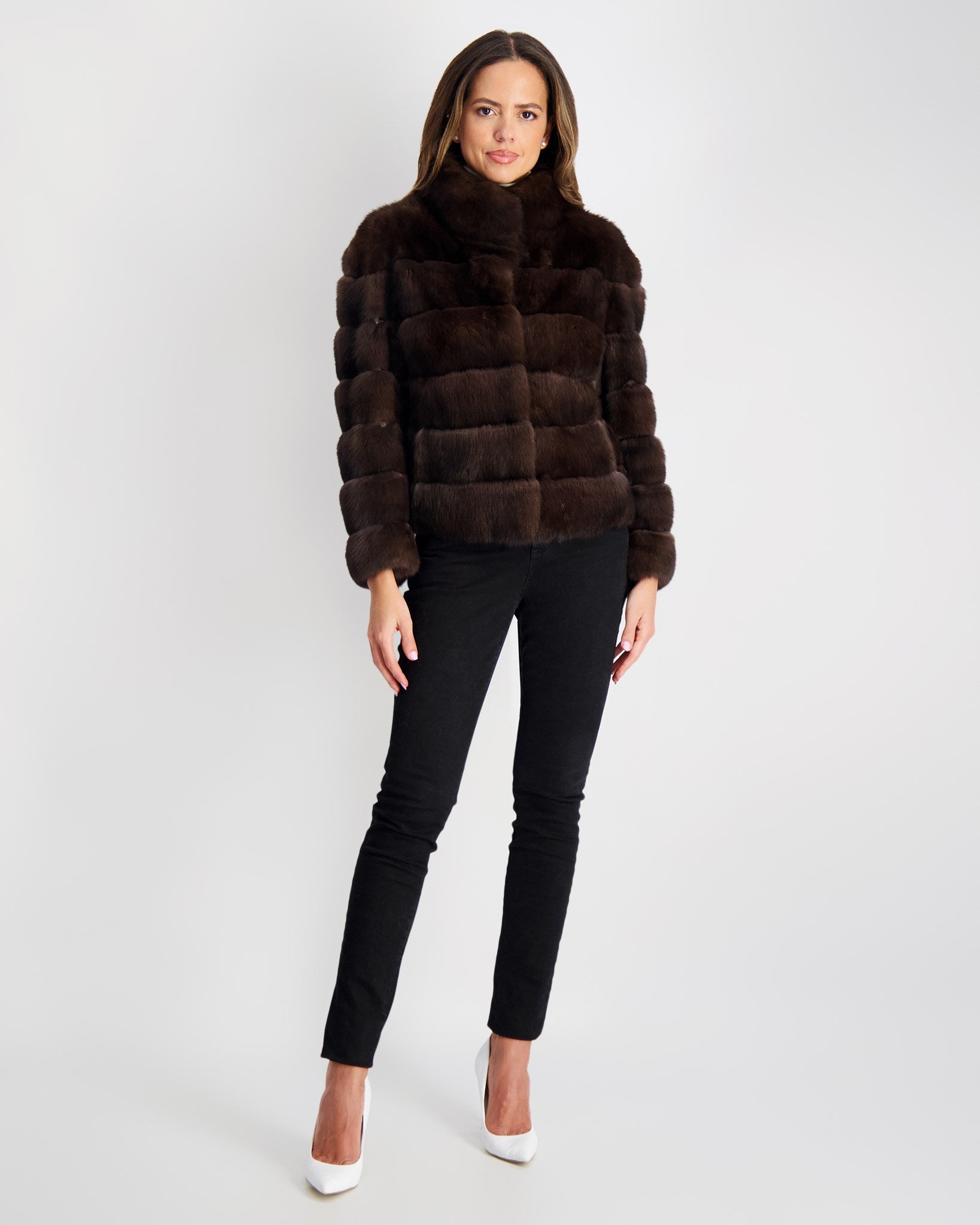 Funnel Neck Shearling Coat